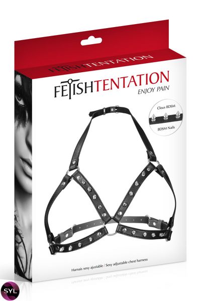 Портупея з металевими шипами Fetish Tentation Sexy Adjustable Chest Harness SO4665 SafeYourLove