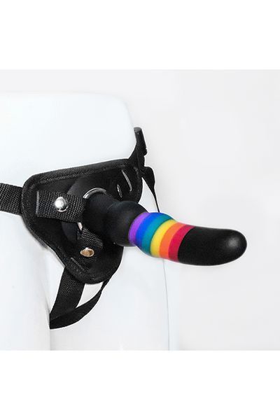 Страпон женский радужный COLOURFUL LOVE STRAP ON SOLID DILDO DT21740 фото