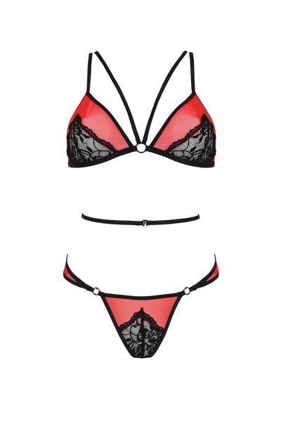 Комплект білизни Passion PEONIA SET L/XL red, бра, трусики SO8466 SafeYourLove