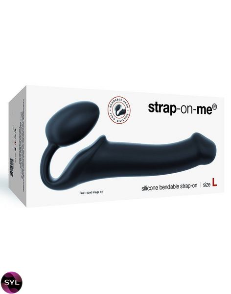 Безремневой страпон Strap-On-Me Black L, полностью регулируемый, диаметр 3,7см SO2712 фото