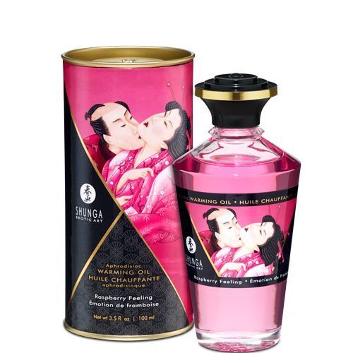 Розігрівальна олія Shunga Aphrodisiac Warming Oil – Raspberry Feeling (100 мл) без цукру, смачна SO2494 SafeYourLove