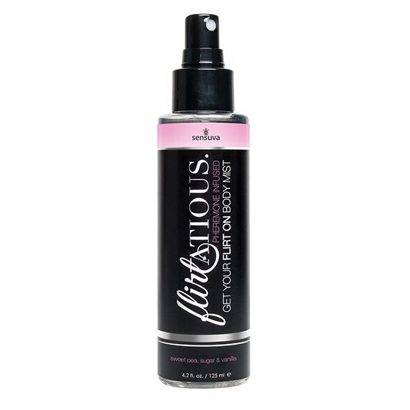 Spray do ciała z feromonami Sensuva Flirtatious Wanilia, Cukier i Słodki Groszek (125 ml)