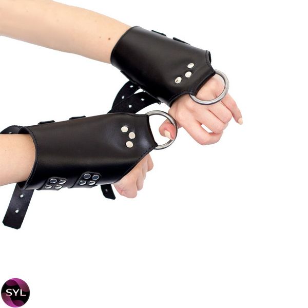 Манжеты для подвеса за руки Kinky Hand Cuffs For Suspension из натуральной кожи, цвет черный SO5183 фото