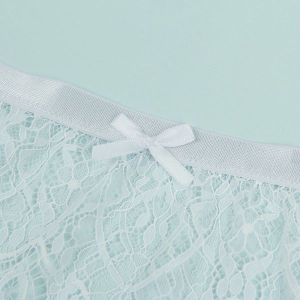 Set of lace Star Night, garter belt + thong panties, white
