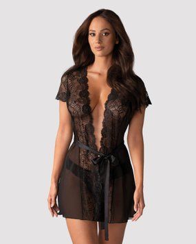 Peignoir Obsessive Alluria peignoir & thong, L/XL
