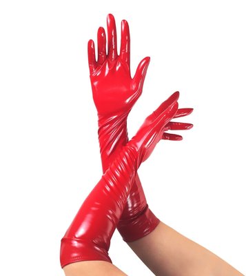 Глянсові вінілові рукавички Art of Sex - Lora, колір Червоний SO6606 SafeYourLove
