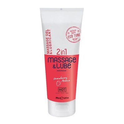 Массажный гель и лубрикант HOT Massage- & Glide Gel 2in1 Strawberry 200 мл HOT44143 фото