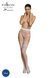 Rajstopy erotyczne-bodystocking Passion ECO S004, majtki zamknięte, dekoracje, podwiązki, kolor White