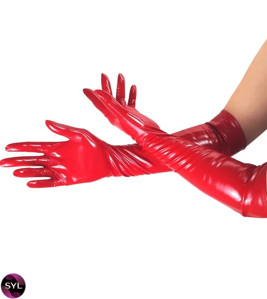Глянцевые виниловые перчатки Art of Sex - Lora М, цвет Красный SO6606 фото