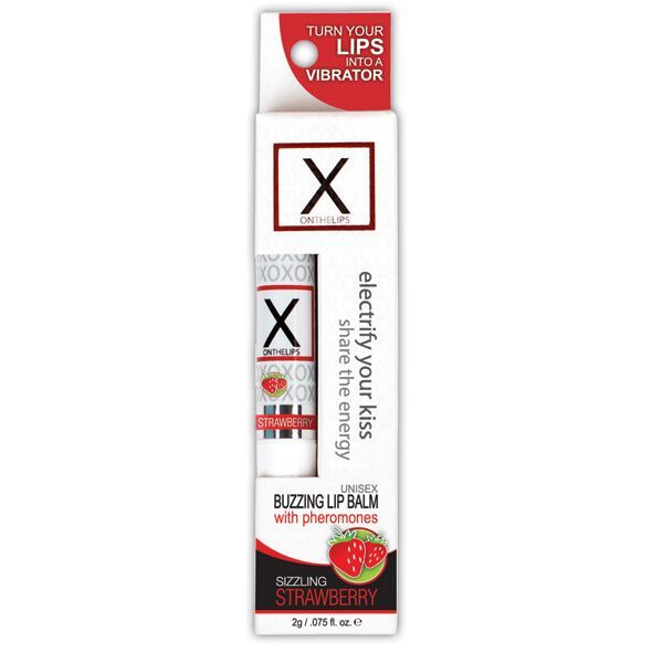 Stymulujący balsam do ust unisex Sensuva - X on the Lips Truskawka z feromonami, truskawka