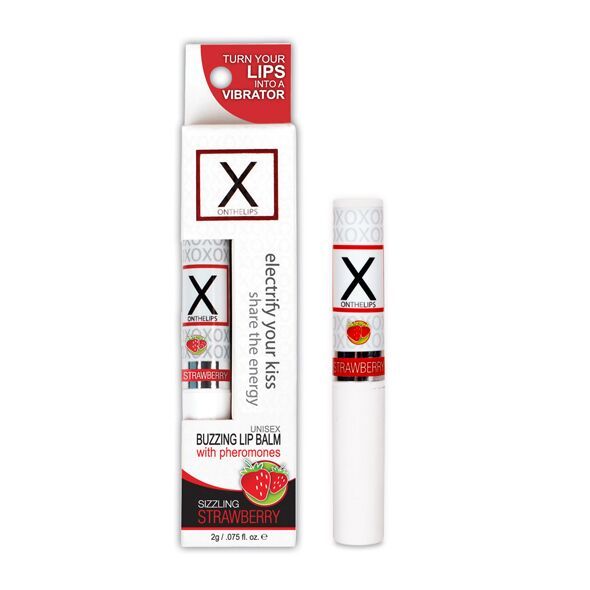 Stymulujący balsam do ust unisex Sensuva - X on the Lips Truskawka z feromonami, truskawka