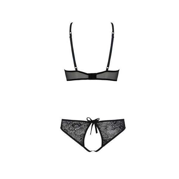 Комплект: бра, трусики з ажурним декором та відкритим кроком Ursula Set &mdash; Passion, колір Black, розмір L SO5841 SafeYourLove