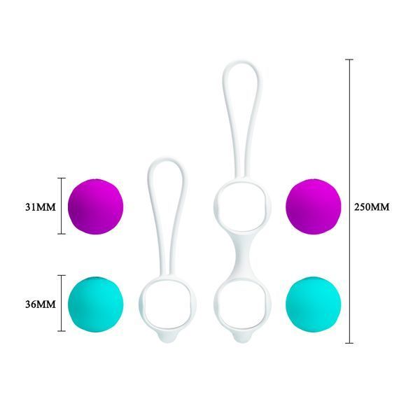 Вагинальные шарики Pretty Love Kegel Ball набор 3 вида, фиолетово-бирюзовый 14265 фото