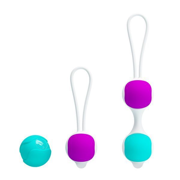 Вагинальные шарики Pretty Love Kegel Ball набор 3 вида, фиолетово-бирюзовый 14265 фото