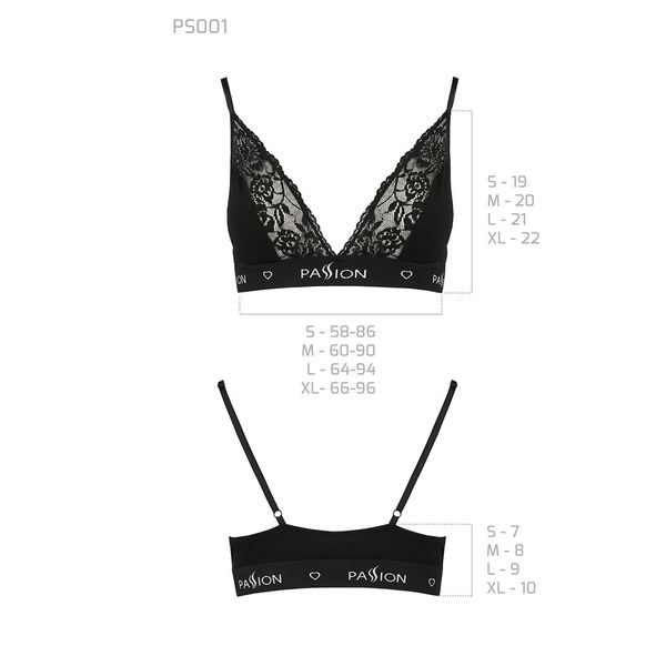 Эластичный топ с кружевом Passion TOP black SO4178 фото