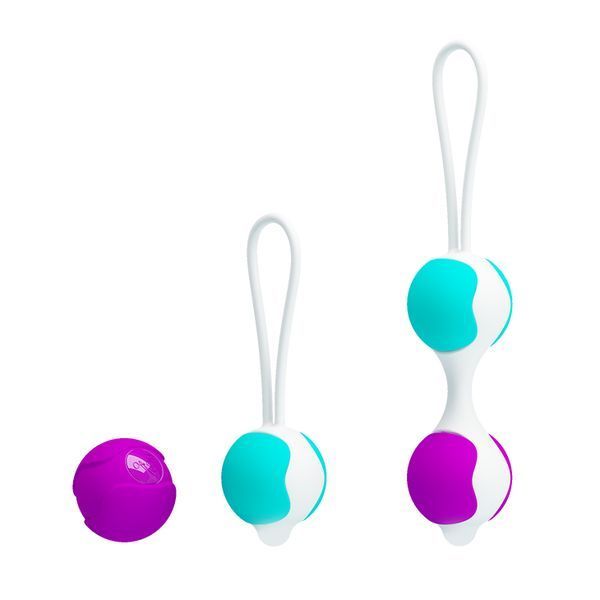 Вагинальные шарики Pretty Love Kegel Ball набор 3 вида, фиолетово-бирюзовый 14265 фото