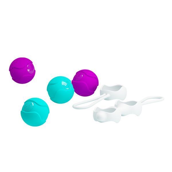 Вагинальные шарики Pretty Love Kegel Ball набор 3 вида, фиолетово-бирюзовый 14265 фото