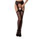 Erotic pantyhose-bodystocking Passion S020, imitation of openwork stockings with a high belt, Black, S-L