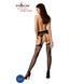Erotic pantyhose-bodystocking Passion S020, imitation of openwork stockings with a high belt, Black, S-L