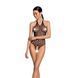 Bodystocking in large mesh Passion BS087, open back, halter, with access, color Black