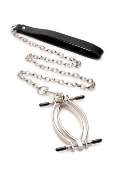 Master Series Pussy Tugger Adjustable Vagina Clamp with Chain