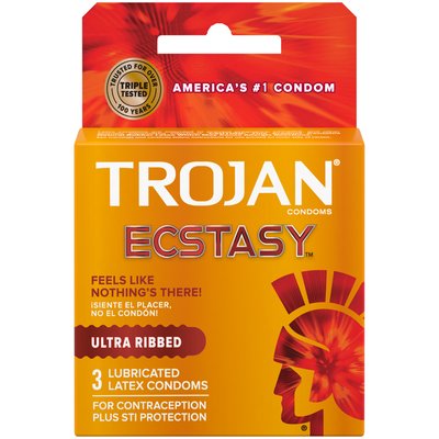 Упаковка презервативов 3шт Trojan Ultra Ribbed Ecstasy UCIU000356 фото
