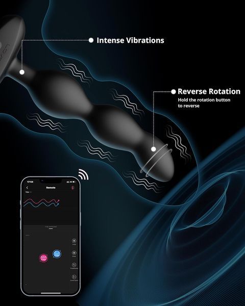 Lovense Ridge vibrating and rotating anal smart necklace, unisex