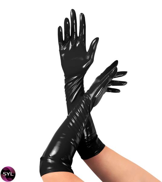 Глянцевые виниловые перчатки Art of Sex - Lora М, цвет Черный SO6607 фото