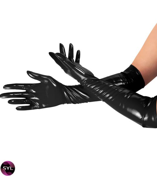 Глянцевые виниловые перчатки Art of Sex - Lora М, цвет Черный SO6607 фото