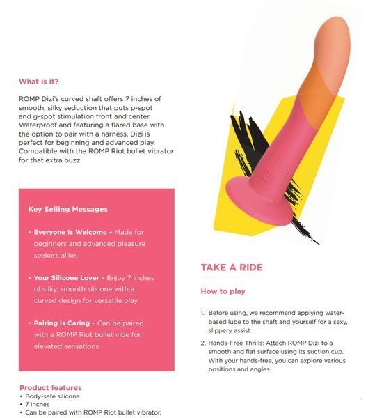 Dildo attachment for ROMP Dizi strap-on, gradient color: from red to