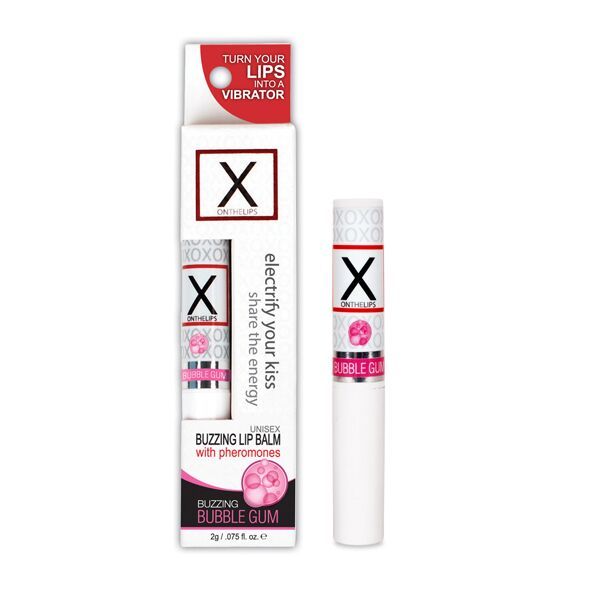 Stymulujący balsam do ust unisex Sensuva - X on the Lips Bubble Gum z feromonami, guma do żucia