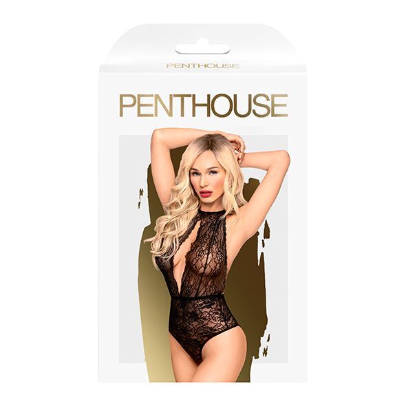 Боди с глубоким декольте и высокими трусиками Penthouse - Toxic Powder Black SO5306 фото