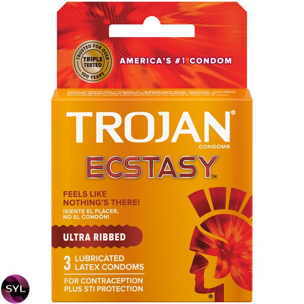 Упаковка презервативів 3шт Trojan Ultra Ribbed Ecstasy UCIU000356 SafeYourLove