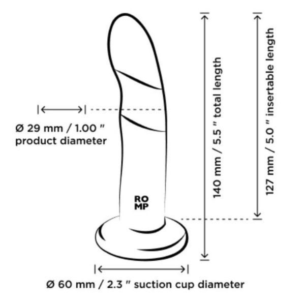Dildo attachment for ROMP Dizi strap-on, gradient color: from red to