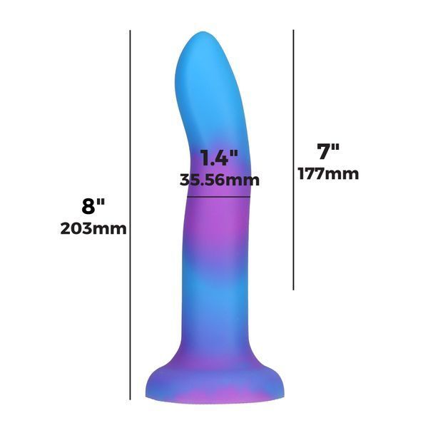 Светящийся в темноте фаллоимитатор ADDICTION Rave 8&Prime; Glow in the Dark Dildo Blue Purple, 20,3 см SO6851 фото
