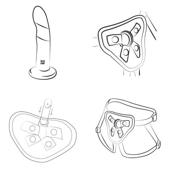 Dildo attachment for ROMP Dizi strap-on, gradient color: from red to