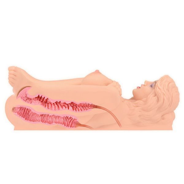 Masturbator doll Kokos Victoria 2WayPlus with massage and vibration function with vibration and massage, two entrances: vagina and ass