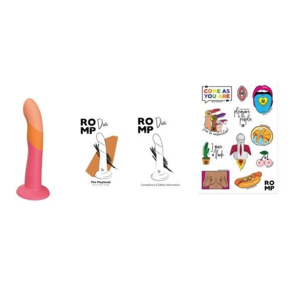Dildo attachment for ROMP Dizi strap-on, gradient color: from red to