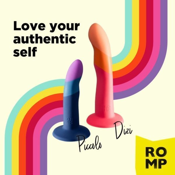 Dildo attachment for ROMP Dizi strap-on, gradient color: from red to