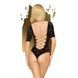 Penthouse Salute Me Body S/L Black, Imitation Lacing Back and Neckline, Geometric Weave, S/M/L