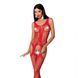Bodystocking z imitacją pończoch i ażurową wstawką Passion BS072, kolor Red