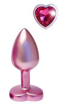 Анальна пробка рожева Dream Toys Gleaming Love з декоративним каменем у вигляді серця, S