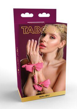 Mankiety Taboom Malibu z kokardkami, sk&oacute;ra wegańska, kolor r&oacute;żowy