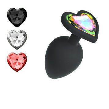 Анальная пробка Cuore Crushious, со сменными кристаллами, силиконовая, черная, 8 х 3.4 см, размер М C24110 фото