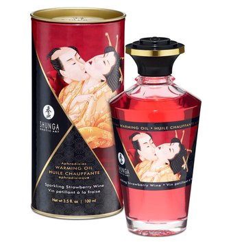 Розігрівальна олія Shunga Aphrodisiac Warming Oil – Sparkling Strawberry Wine (100 мл) без цукру SO2497 SafeYourLove