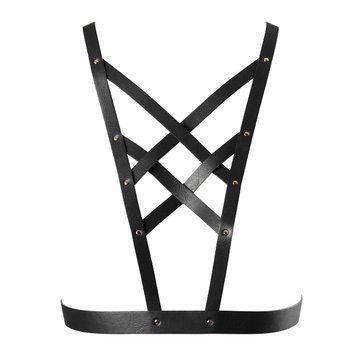 Портупея з екошкіри Bijoux Indiscrets Maze &ndash; Cross Cleavage Harness, Black
