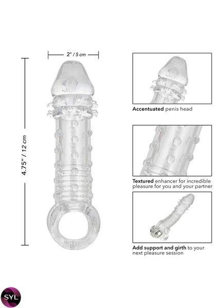 Насадка на пеніс, що подовжує +5 см Ultimate Stud Extender рельєфна, 16 x 4.5 см 13623 /прозрачная SafeYourLove