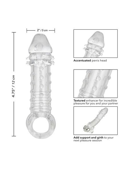 Насадка на пенис удлиняющая +5 см Ultimate Stud Extender рельефная, 16 x 4.5 см 13623 /прозрачная фото