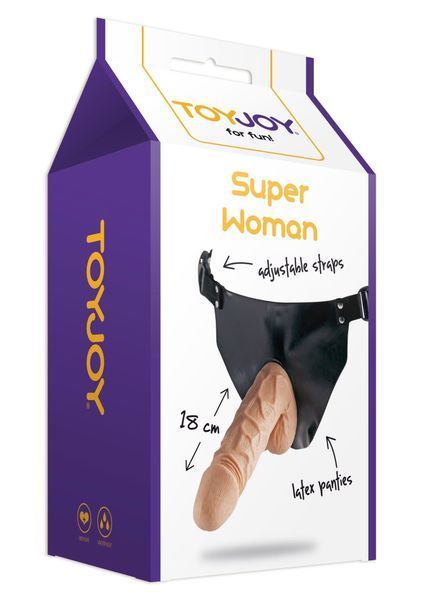 Страпон реалістичний ToyJoy Superwoman на чорних трусиках TJ10356 SafeYourLove