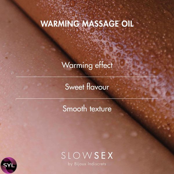 Розігріваюча їстівна масажна олія Slow Sex by Bijoux Indiscrets WARMING MASSAGE OIL SO5906 SafeYourLove